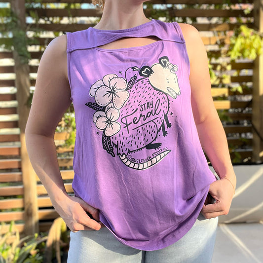 Stay Feral | Opossum | Purple Tank Top | XL