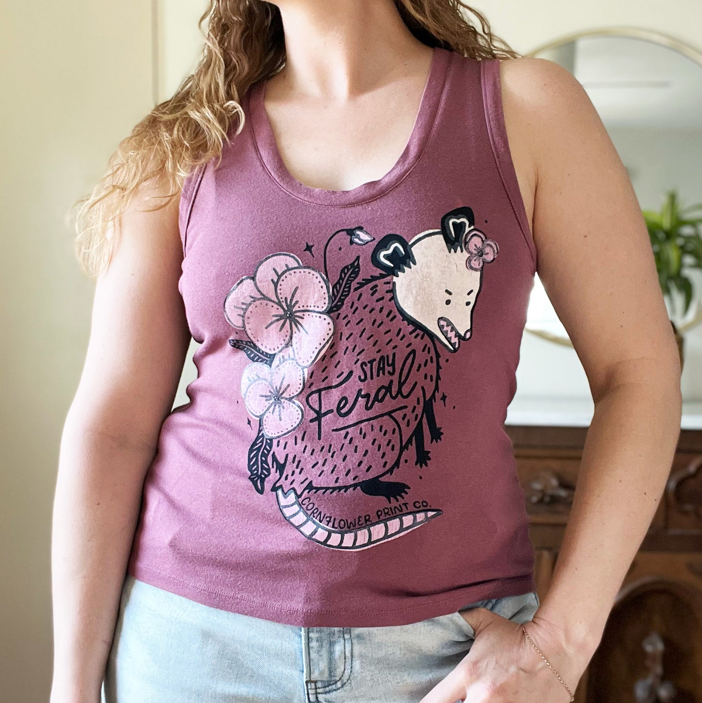Stay Feral | Opossum | Purple Tank Top | XL