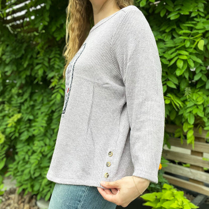 One Day at a Time | July Birth Flower | Purple Knit Pullover | 2X