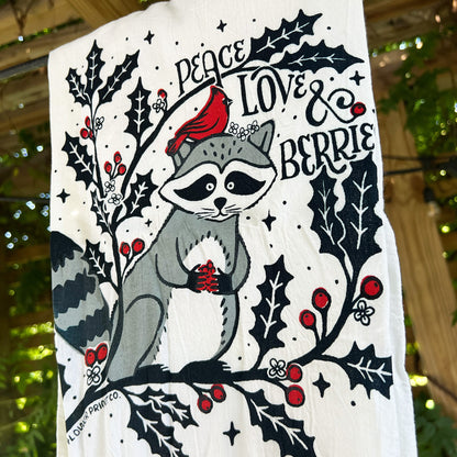 Tea Towel | Holly & Raccoon | December Birth Flower