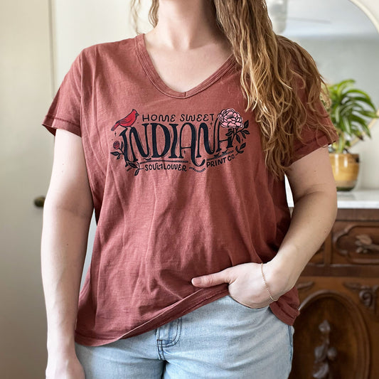 Home Sweet Indiana | Reddish Brown Tee | 2X