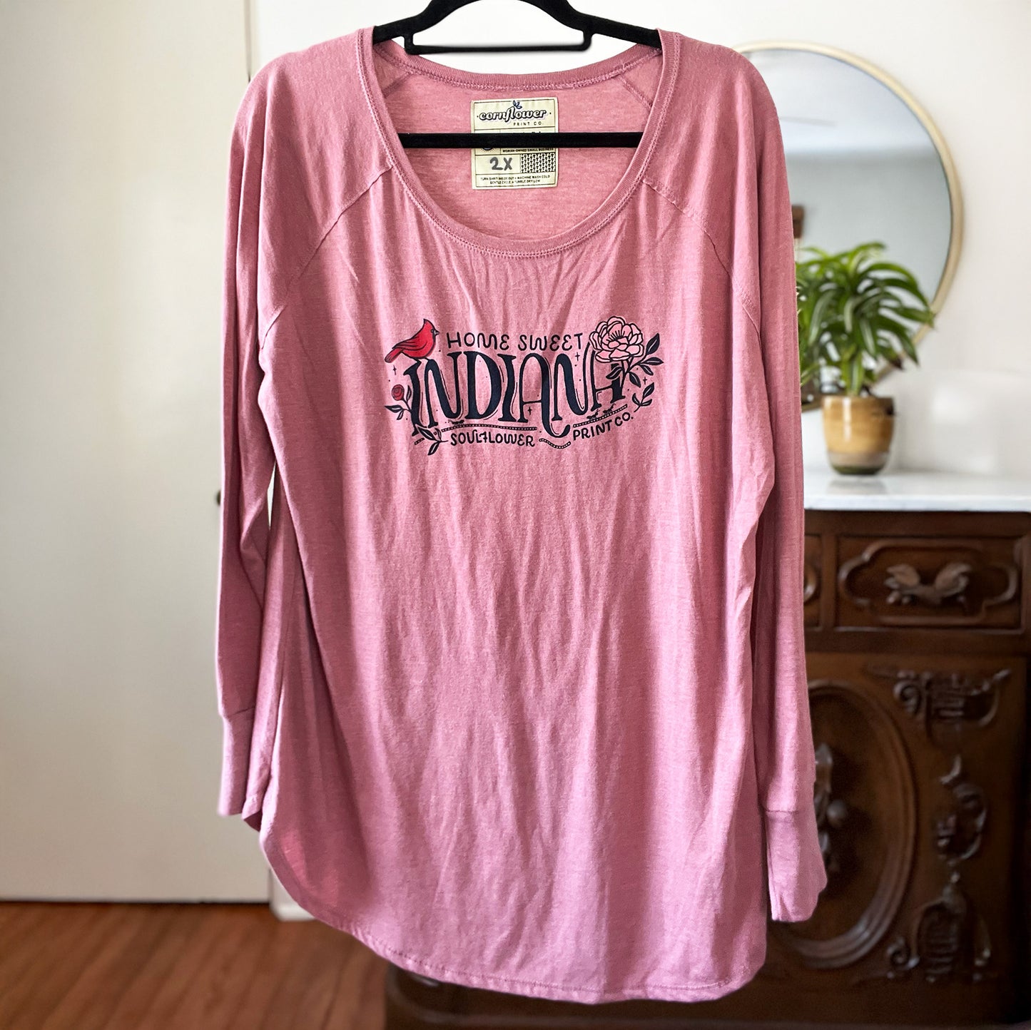 Home Sweet Indiana | Dusty Red Long Sleeve | 2X