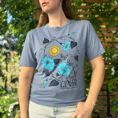 September Birth Flower | Morning Glory | Muted Blue Tee | Medium