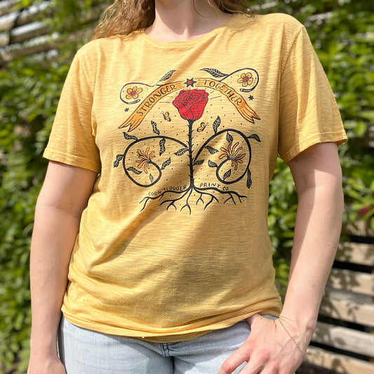 Stronger Together | June Birth Flower | Yellow Tee | Large