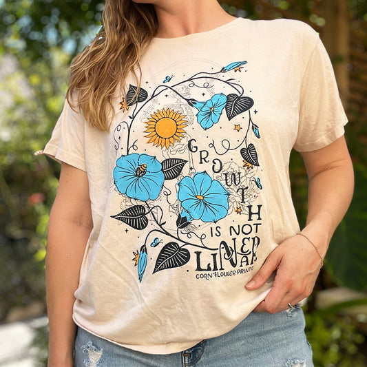 September Birth Flower | Morning Glory | Cream Skeleton Tee | 2X