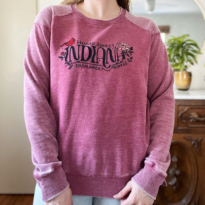 Home Sweet Indiana | Dark Pink Sweatshirt | Large
