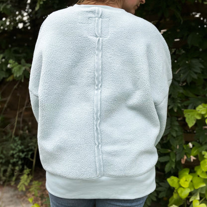 November Birth Flower | Chrysanthemum | Light Blue Cozy Fleece Sweatshirt | Medium