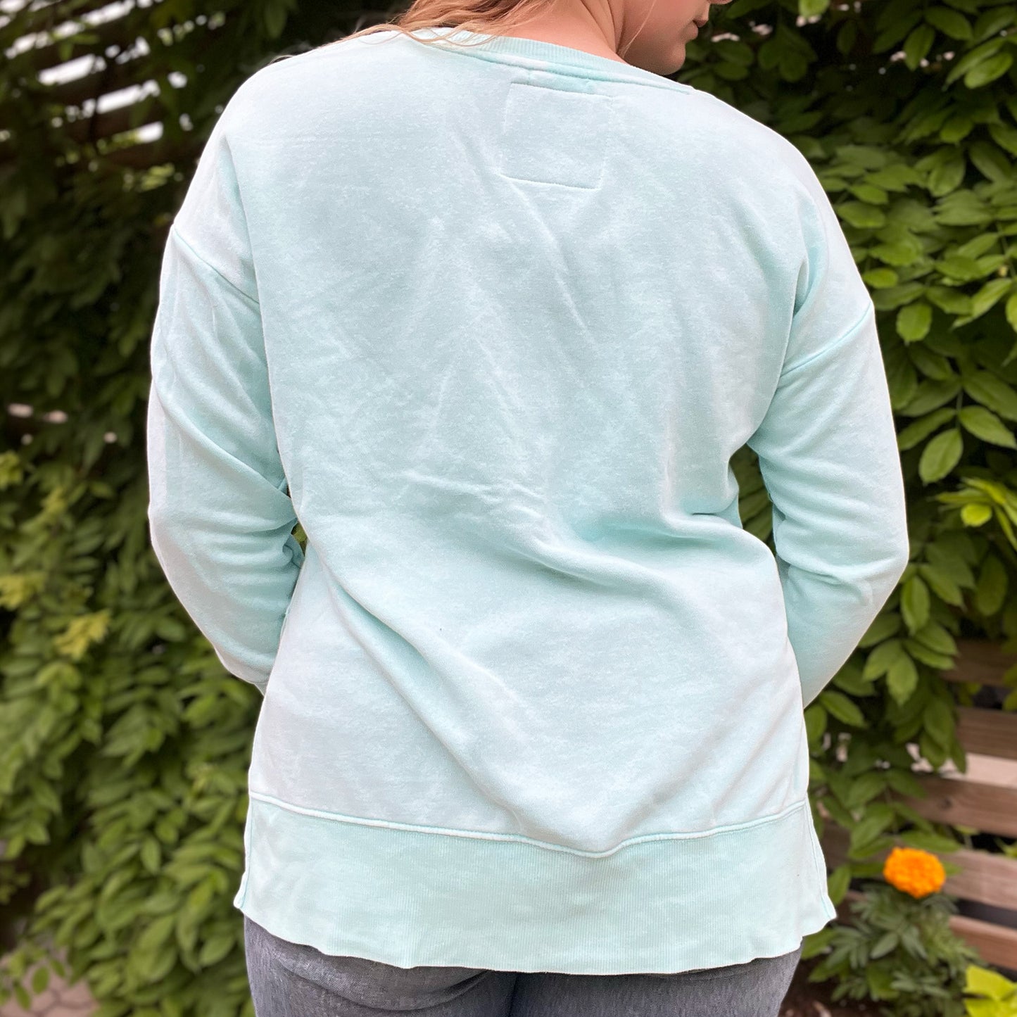 One Day at a Time | July Birth Flower | Light Blue Sweatshirt | XL