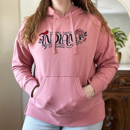 Home Sweet Indiana | Pink Sweatshirt Hoodie | Large