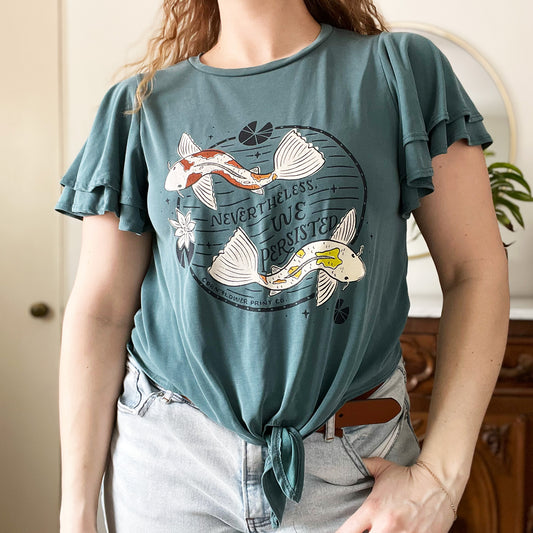 Koi Fish | Nevertheless We Persisted | Dark Teal Crop Top | Medium