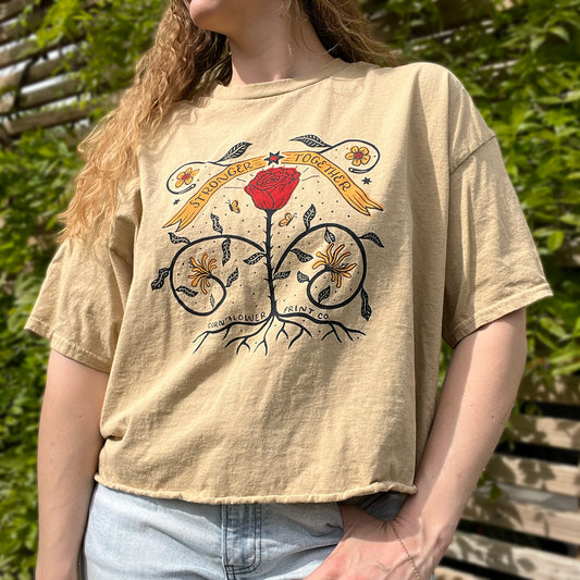 Stronger Together | June Birth Flower | Cream Crop Top | 2X