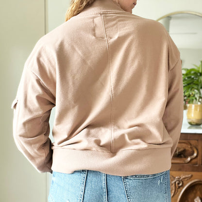 November Birth Flower | Chrysanthemum | Tan Sweatshirt w Thumbholes | XL