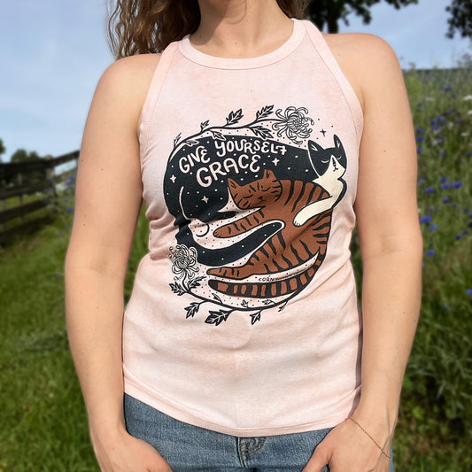 November Birth Flower | Chrysanthemum | Light Pink Tank Top | Large