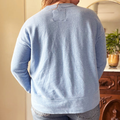 November Birth Flower | Chrysanthemum | Blue Sweatshirt | Small