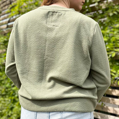 Stronger Together | June Birth Flower | Olive Green Textured Shirt with Thumbholes | XL