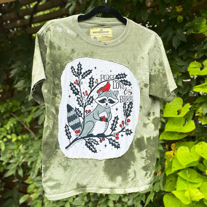 Peace, Love & Berries | Holly | December Birth Flower | Green Tiedye Tee | Small
