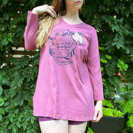 Stay Feral | Opossum | Purple Long Tunic | Large