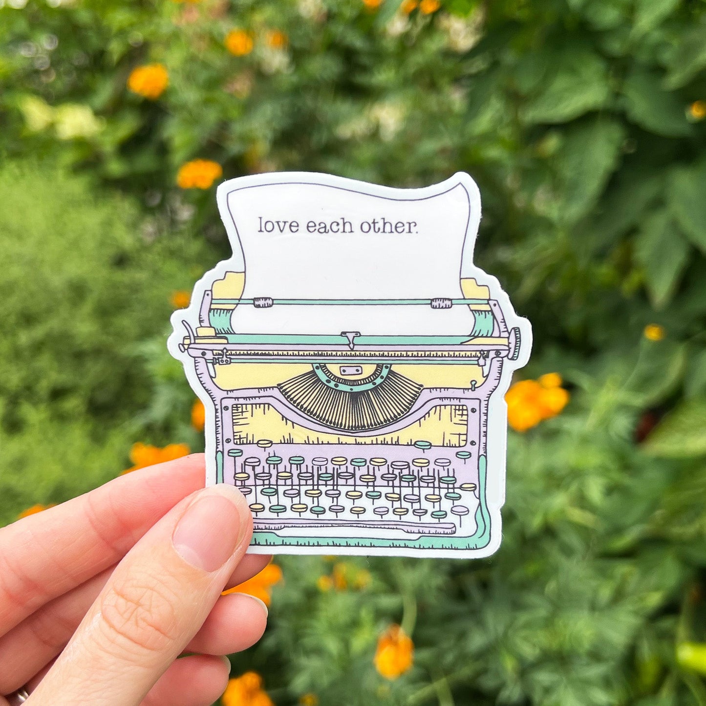 Vinyl Sticker | Typewriter | Love Each Other