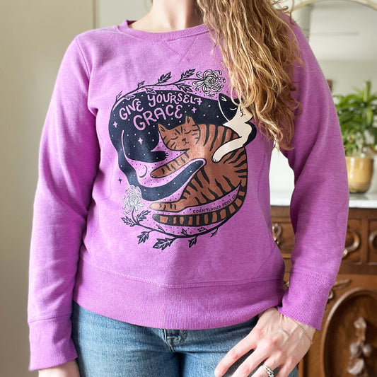 November Birth Flower | Chrysanthemum | Purple Sweatshirt | XL