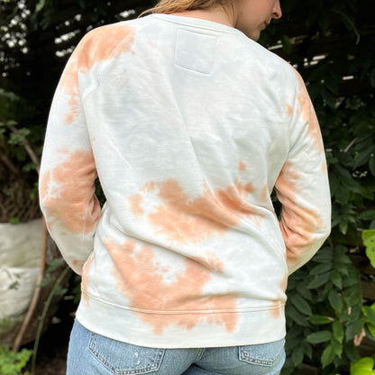 November Birth Flower | Chrysanthemum | Orange / White Tiedye Sweatshirt | Large