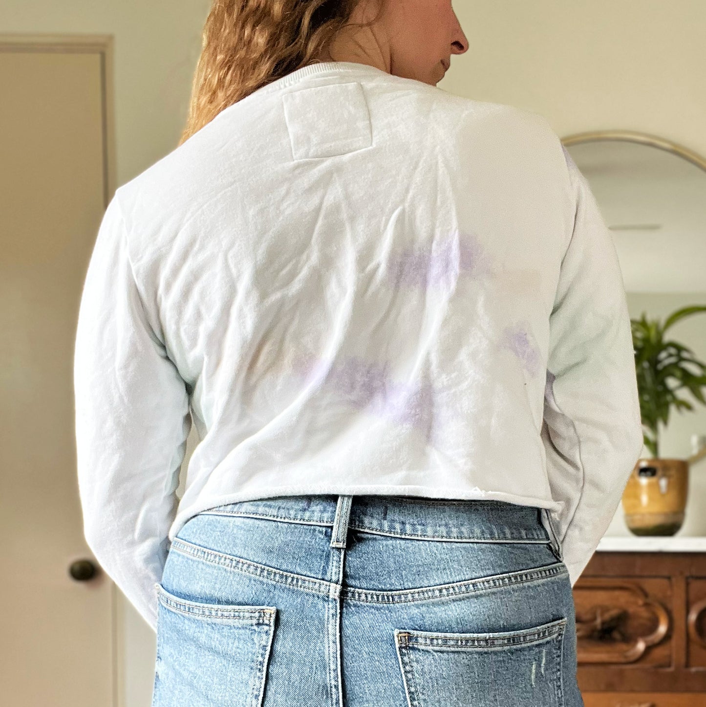 Stay Feral | Opossum | White/Purple Tiedye Pullover Crop Top | Small