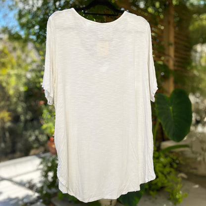 September Birth Flower | Morning Glory | White V-Neck Tee | 2X