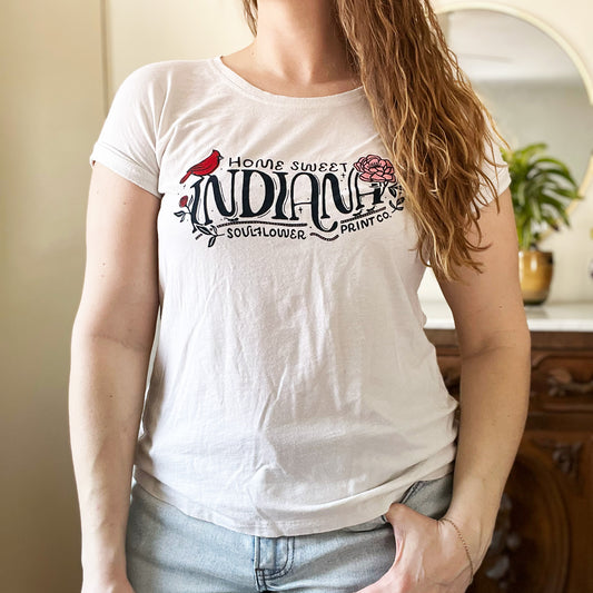 Home Sweet Indiana | White Tee | Medium