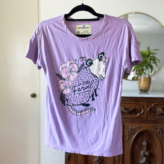 Stay Feral | Opossum | Purple Tee | XS