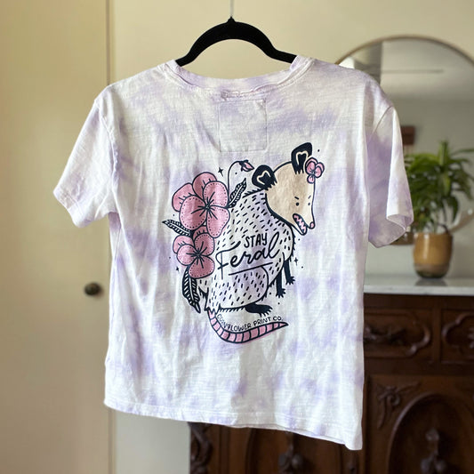 Stay Feral | Opossum | Purple Tiedye Tee | XXS