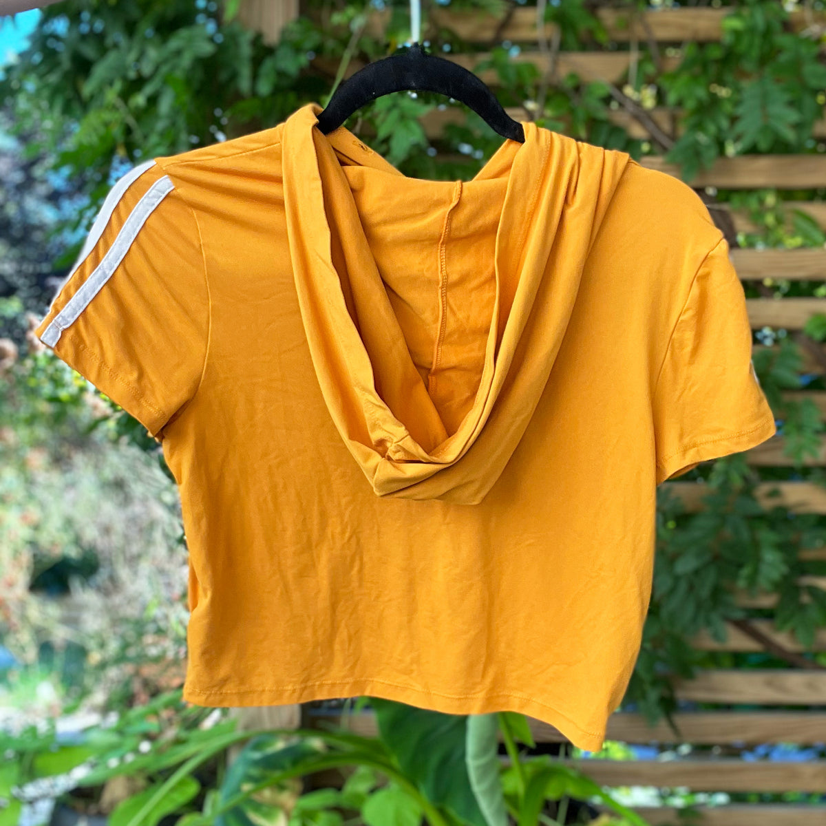 Stay Feral | Opossum | Mustard Yellow Crop Top Hoodie | Small