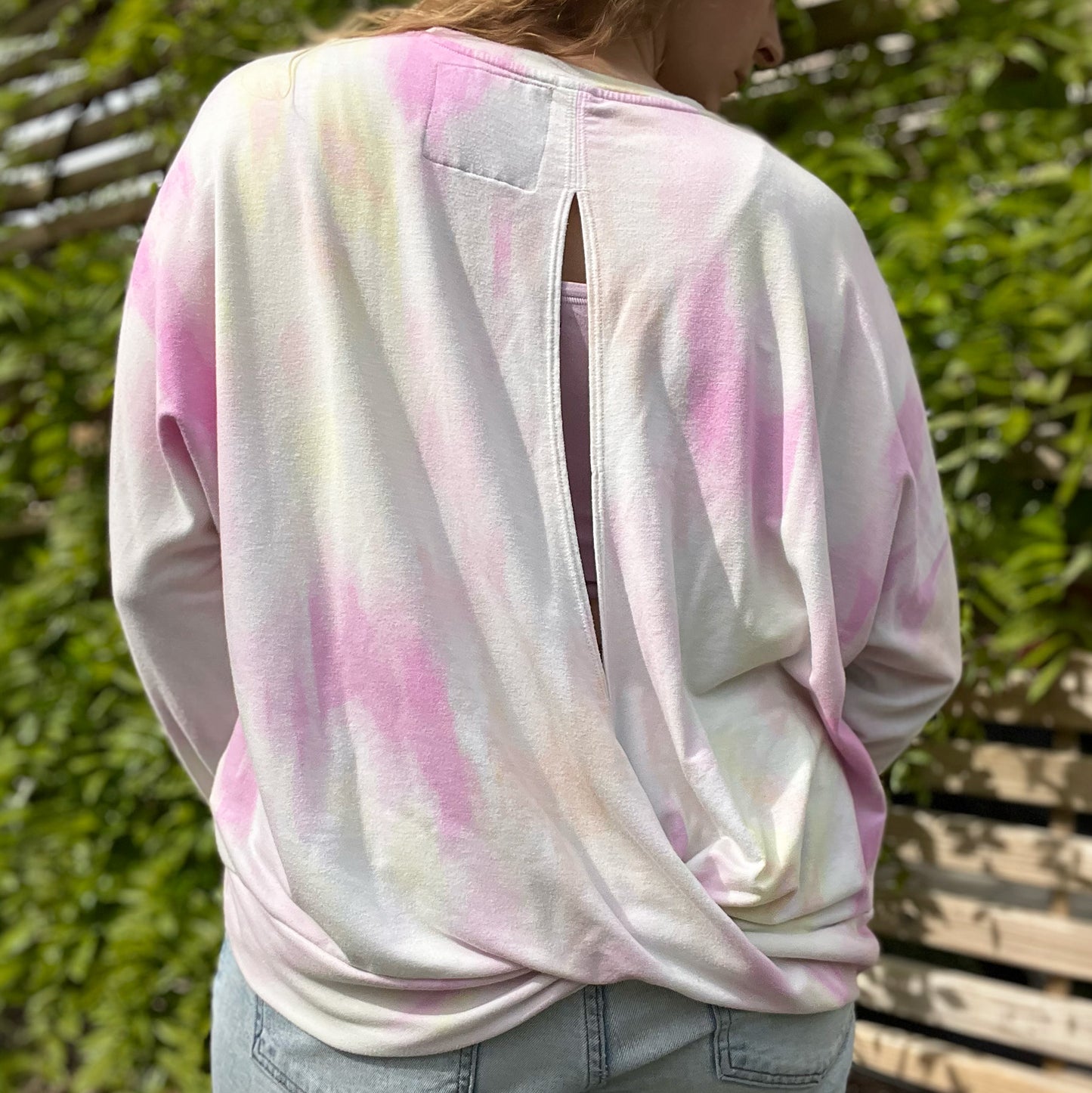 Stronger Together | June Birth Flower | PInk / Yellow Tiedye Long Sleeve | XL