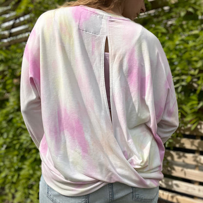 Stronger Together | June Birth Flower | PInk / Yellow Tiedye Long Sleeve | XL